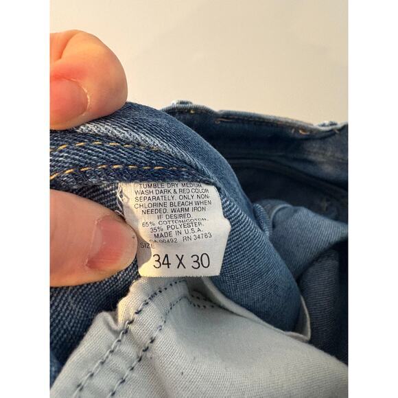 Vtg Lee Jeans 34x30 Classic Blue‎ Made is USA Straight Leg (Actual 32x28) - Picture 8 of 8